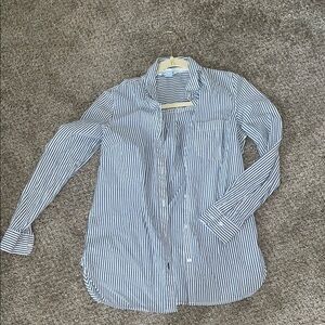 Blue and White Striped Button-Up Shirt